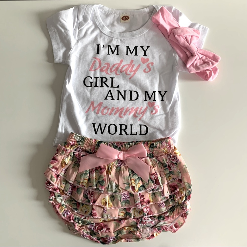 🌱2 for $15🌱Ruffle shorts, onesie, & headband set